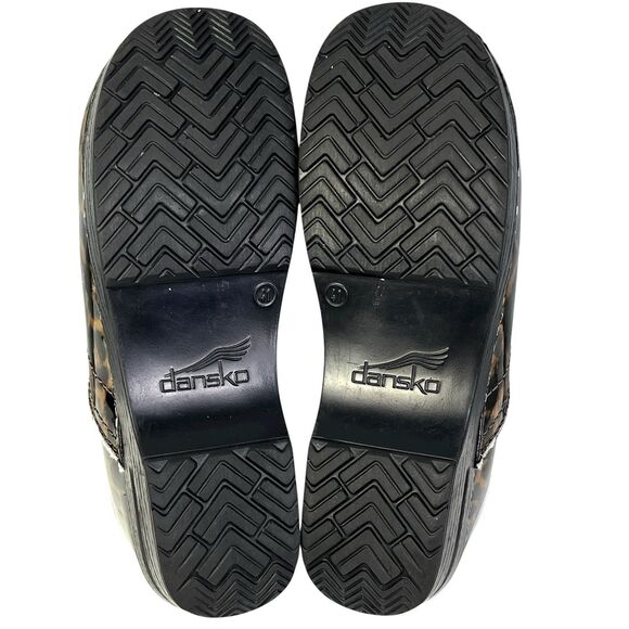 Dansko Professional Clogs EU 41 / US 10 10.5 Brown Leopard Cheetah Slip On Wedge - Picture 11 of 12